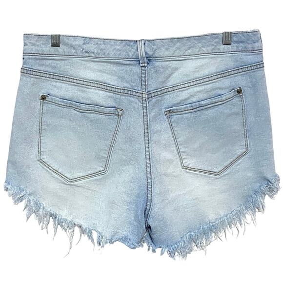 INC Denim High Rise Jean Shorts Womens 12/31 Frayed Cut Off Boho Stretch Summer - Picture 2 of 8